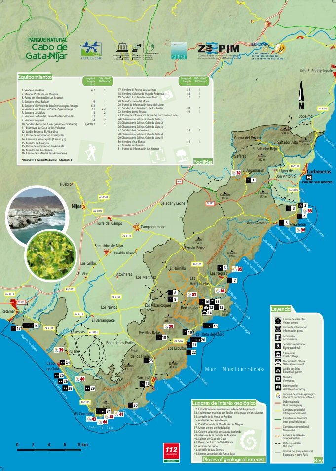 mapa cabo de gata puntos de interes